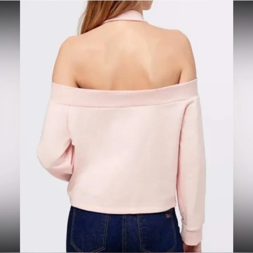 Rebecca Minkoff Light Pink Off-Shoulder Long Sleeve Demi Sweatshirt, Large, NWT - Picture 4 of 11